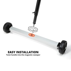 NEIKO 53414A 17-Inch Mini Magnetic Sweeper, Rolling Magnetic Sweeper with Wheels, Adjustable Handle, Lightweight Magnet to Pick Up Nails, 10-Pound Capacity, Nail Finder