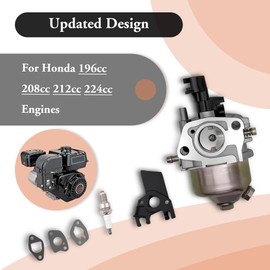 Carburetor & Spark Plug for Generac GP1800 GP3600 ETQ 4000 3000 3050 3200 4375 Watts Generator Powered by 163cc 196cc 208cc 212cc 224cc 6.5HP 7HP Engine with Gasket Insulator Carb Tune Up Kits