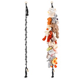 CERETIA 80" 2-Pack Cotton Hanging Storage Chain For Stuffed Animals Storage with 20 Metal Clips, Stuffed Animal Organizer Chain for Wall Corner Nursery Play Room, Black