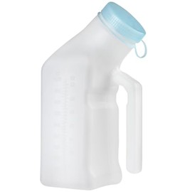 Urinals for Men 1000ml (1 Pack) with Glow in The Dark Leak-Resistant Lid Cap for Easy Use, Portable & Lightweight Plastic Pee Bottles for Travel, Elderly, and Incontinence Care