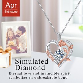 Iefil Mom Birthday Gifts Necklace - Sterling Silver Mom Birthstone Jewelry Mothers Day Gifts from Daughter Birthday Ideas Jewelry April Birthstone White Topaz Necklaces Women Jewelry