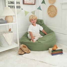 Stuffed Animal Storage Bean Bag Chair Cover For Kids - Easily Turn Plushie Toys into a Comfy Toddler Chair - Durable Lounge Stuffie Bag For Playroom, Living Room or Nursery Decor - Cover Only