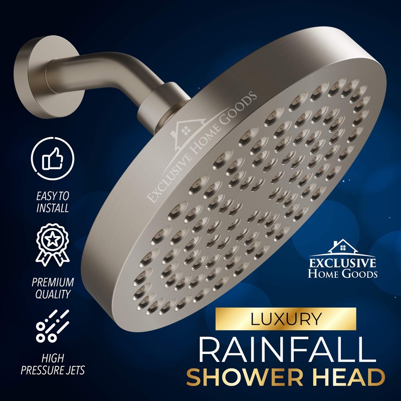 Heatsistence Rainfall Shower Head - 6" High Pressure, 1.8 GPM,