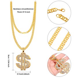 Sumind 9 Pieces 80s/90s Hip Hop Costume Kit Mobile Phone Inflatable Radio Box Necklace Sunglasses Bucket Hat Rapper Accessory (Classic Style)