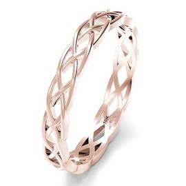 Sz 10.0 Solid 10K Rose Gold 3MM Eternity Celtic Knot Stackable Wedding Band Ring
