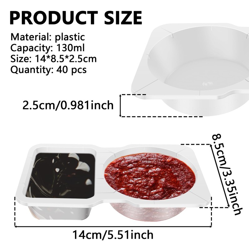 MFAUCAZB 40PCS Double Compartment Condiment Container with Lids, 2 Compartment