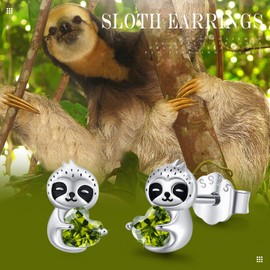 TUGHRA Cute Animal Sloth Earrings for Women – 925 Sterling Silver Studs, Lightweight Hypoallergenic Dainty Jewelry Gift