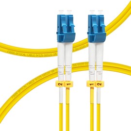 LC to LC OS2, FLYPROFiber 0.5M/1.6ft Single Mode Duplex LC-LC 9/125um 1G/10GB SMF Fiber Optic Cable Cord LSZH Length Options: 0.2m-200m