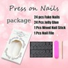 24Pcs French Tip Press on Nails Almond Fake Nails with
