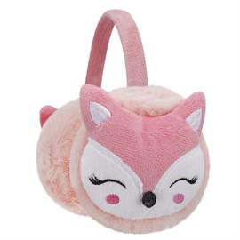 RUIXIA Earmuffs Fluffy Cute Fox Design Winer Warm Ear Warmers Headgear Earmuffs Plush Earmuffs Cold Protection Ear Band Keep Warm Accessory Outdoor for Girls Boys Women, pink