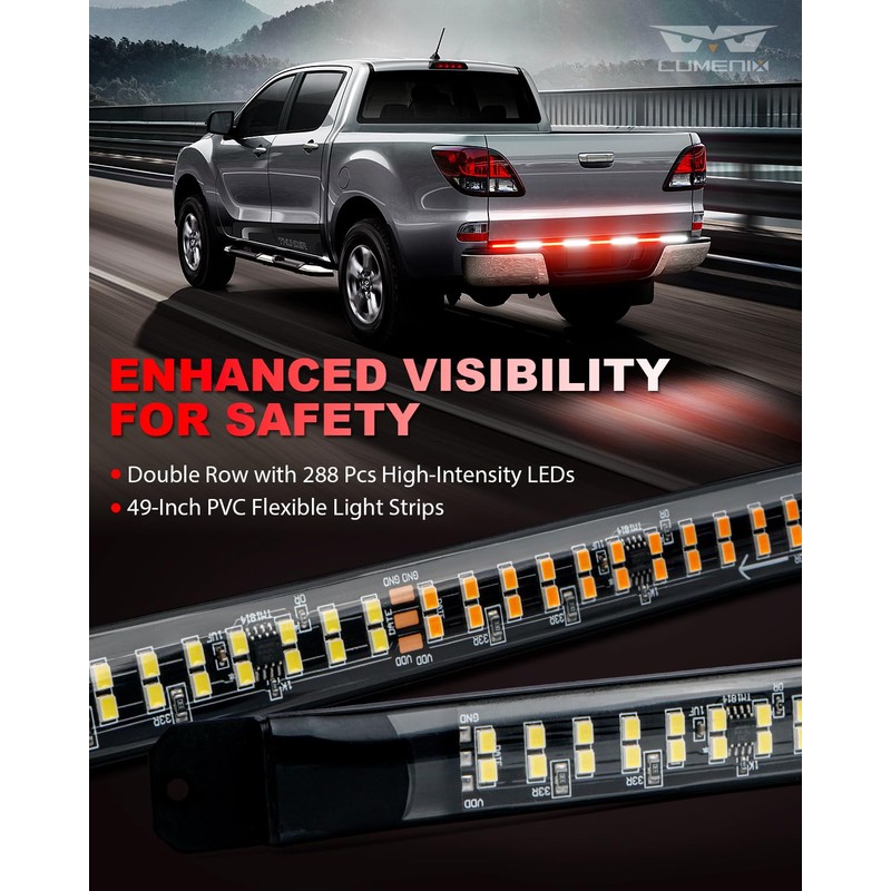 LUMENIX 49" Inch Strobe Light Strips, Back Window | Tailgate
