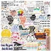 French Inspirational Stickers 50 Pcs Waterproof Cartoon Motivational Quotes Sticker