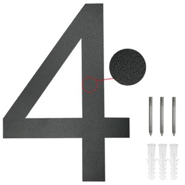 Hopelit House Number, House Number Anthracite RAL 7016, Anthracite Grey, Fine Structure, Powder Coated, House Number Stainless Steel, House Numbers Height 20 cm - Arial Font - Number 4