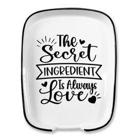 Levaukiem Funny The Secret Ingredient Is Always Love Spoon Rest, White Ceramic Spoon Rest for Stove Top, for Cooking Lovers Men Women Chef Birthday Gifts