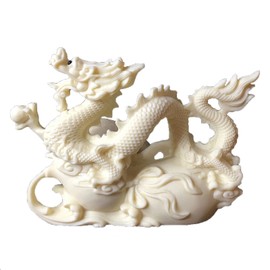White Tamron Statue,Modern Art Sculpture,Hand Craved Dragon Sculpture,Chinese Zodiac Auspicious Dragon,Home Decoration Statue