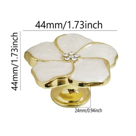 Flowers Knob 3 Pcs Stylish Modern Flower Shaped Dresser Pulls Single Hole Enamel Glaze Handle Cabinet Drawer Wardrobe Closet Dresser Cupboard Handle Home Hardware Furniture Decoration (Gold)