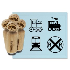 Railroad Crossing Trains Tracks Rubber Stamp Set for Stamping Crafting Planners - 1/2 Inch Mini