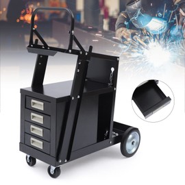 Universal Welding Cart - Rolling Welder Cart Plasma Cutter ARC Welding Cart, with Trolley Universal Storage -100lbs Weight Capacity, 4 Drawer Sliding Cabinet Welder Welder Cart