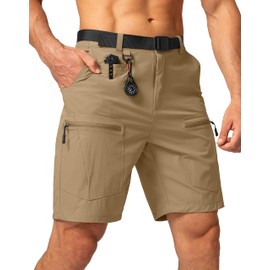 G Gradual Men's Hiking Cargo Shorts Stretch Quick Dry Outdoor Tactical Shorts for Men with Multi Pocket for Fishing Casual(Mud,L)