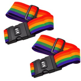 FZLANQ 2 Pcs Adjustable Luggage Straps Packing Non-Slip Belt Packing Suitcase Straps Adjustable Travel Accessories Suitcase Buckle Belt for Long Travel (Rainbow Colors)