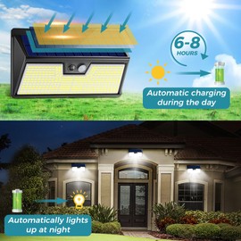 kolpop Solar Lights Outdoor Waterproof, 318LED 2000LM Solar Motion Sensor Lights Outdoor 3 Modes Super Bright Security Solar Wall Lights for Garden, Fence, Front Door, Yard(2pack)