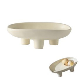 Octtwentysecond Handcrafted Ceramic Three-Legs Decorative Bowls, 10.6 IN Elegant Home Decorative Pieces Fruit Bowl for Home and Kitchen Counters and Coffee Tables