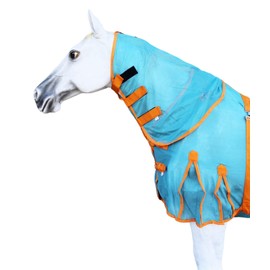 74" Horse Mesh Summer Sheet Spring FlySheet Airflow Neck Turquoise Orange 73151