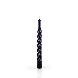 Lacquered Twisted Candles, Diameter 2.2 cm, Height 21 cm, Set of 6, Black Cereria Di Giorgio
