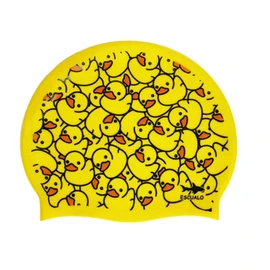 escualo Gorra para Natacion Unisex Adulto y Niño Modelo Mini Cuacks (Silicon) Impermeable, Unitalla, Color Amarillo