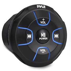 Pyle driver de audio Bluetooth inalámbrico amplificado, botón multimedia Bluetooth de 300 W, control remoto impermeable con receptor marino, soporte para coche, camión, barco, vehículos deportivos deportivos marinos – PLMRBT18
