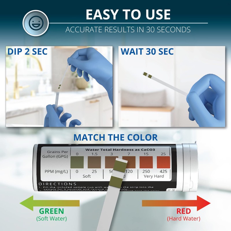 WeAQUA DoubleCheck Water Hardness Test Kit 200 Strips with Sample