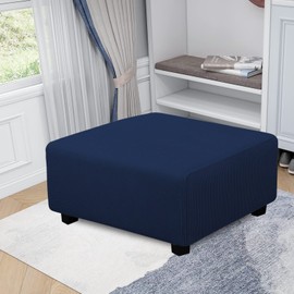 Easy-Going Stretch Square Ottoman Cover 40x40x15 inch Folding Storage Stool Furniture Protector Soft Rectangle slipcover with Elastic Bottom Navy