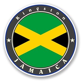 2 x Jamaica Travel Luggage Sticker Map Flag Bike Laptop Decal Car Gift Fun #5519 (10cm x 10cm)
