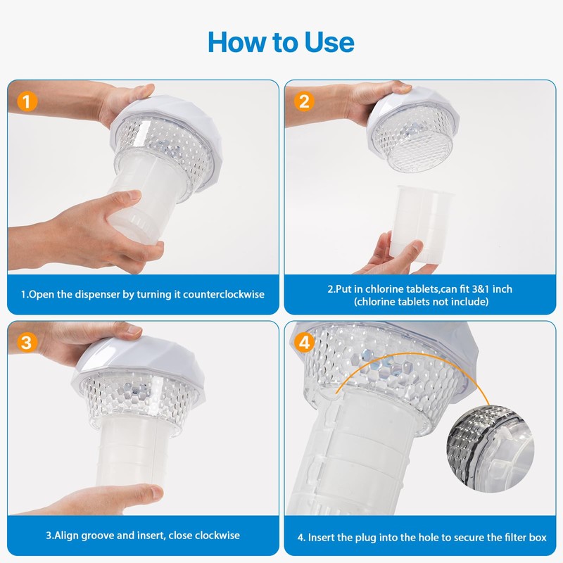 VloEssic Solar Pool Chlorine Floater 2PCS, Chlorine Tablet Floater with