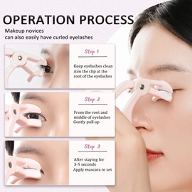 Ceoyiler Pink Eyelash Curler with 3 Silicone Refill Pads, no Need to Pull Eyelashes for Perfect Curl, Suitable for Makeup Beginners