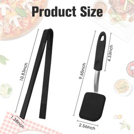 Small Silicone Spatula and Kitchen Tongs Set, Heat Resistant, Nonstick Flexible Cookie Spatula for Kitchen, Cooking Serving Tongs with Silicone Tips