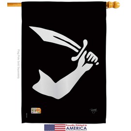 Thomas Tew Garden House Flags Kit Coastal Pirate Ship Skull Treasure Map Carribean Jolly Blackbeard Jack Small Decorative Gift Yard Banner Made In USA 28 X 40