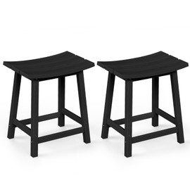 Ciokea Outdoor Bar Stools Set of 2,HDPE 24-Inch Counter Height Bar Stools,400 lbs Weight Capacity,Saddle Tools for Kitchen Counter,Dining,Party,and Home（Black）