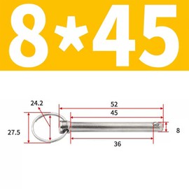 M8*45MM Quick Release Pins in 6Packs,Boat Bimini Top Marine Hardware,Carbon Steel Safety Pin Locking Pins for Boat, Mechanics