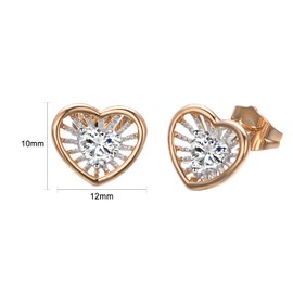 Airokiy Gold Heart Stud Earrings for Women Hypoallergenic 14K Gold Plated Flat back Faux Diamond Initial Earrings, One Size, Metal, Created Cubic Zirconia