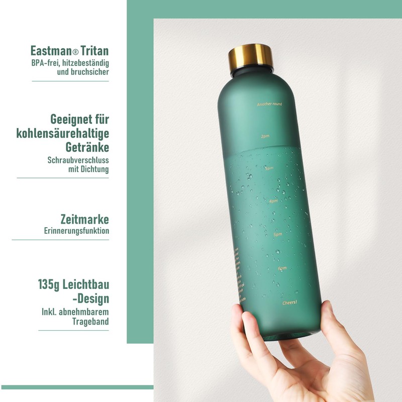 Opard Drinking Bottle 1 L / 800 ml, Suitable for
