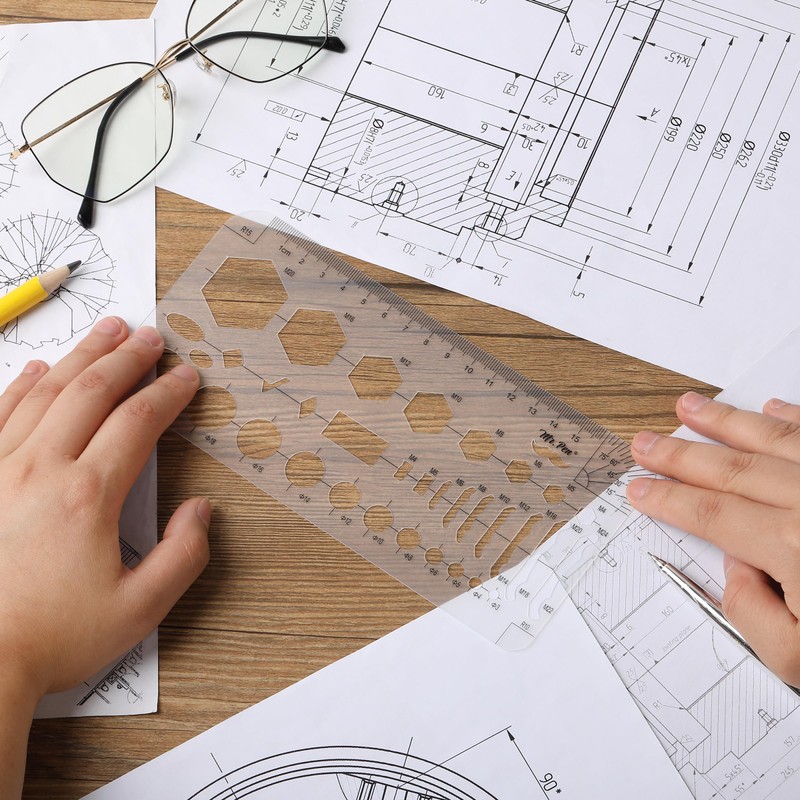 Mr. Pen- Geometric Drawing Template, Hexagon & Circles, Plastic Template