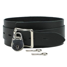 Carolina Collar Cowhide Leather Handcrafted Leather Collar (Black, Large)