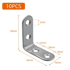 Stainless Steel L-Shape Brackets 90 Degree Right Angle L-Brackets 10-Piece Set with M4*16 Screws for Furniture Reinforcement, Shelf Fixing, and DIY Metal Brackets Corner Support Compatible, Ideal for