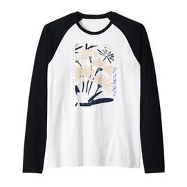 Modern Floral Daisy Art Vintage Botanical Dubai Raglan Baseball Tee