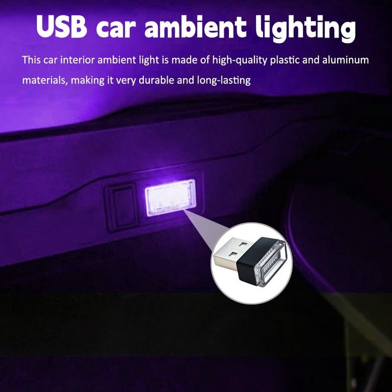 QKWL 4PCS Car Interior Mood Lighting, Ambient Lighting Car, USB