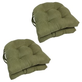 Blazing Needles 16-inch Microsuede Rounded Back Chair Cushion, 16" x 16", Sage Green 4 Count