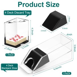 Akamino 4 Deck Blackjack Shoe and Discard Tray, Clear Acrylic Card Dispenser Blackjack Dealing Shoe Card Dispenser for Playing Cards,Standard Size Poker Deck,Family Game Night
