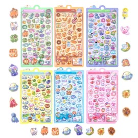 sanyuexiaozai S6 3D Decorative Stickers, Bear Series, Character Hollow 3D Candy Stickers, DIY Notebook, Cell Phone, PVC Material, Multicolor, Waterproof, Anime Character Design, Set of 6