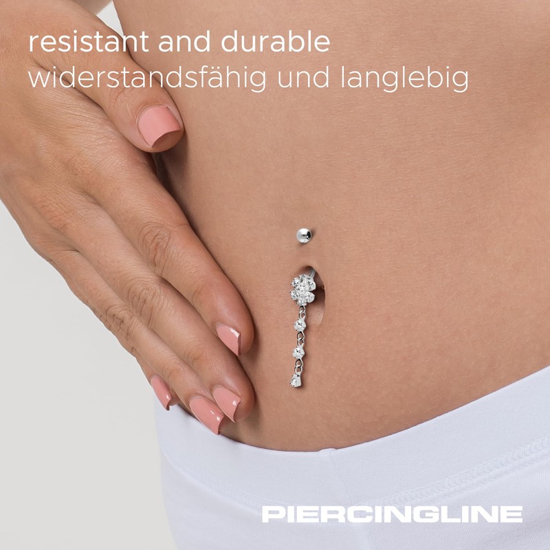 PIERCINGLINE Titanium Belly Button Piercing | Flower 925 Silver |